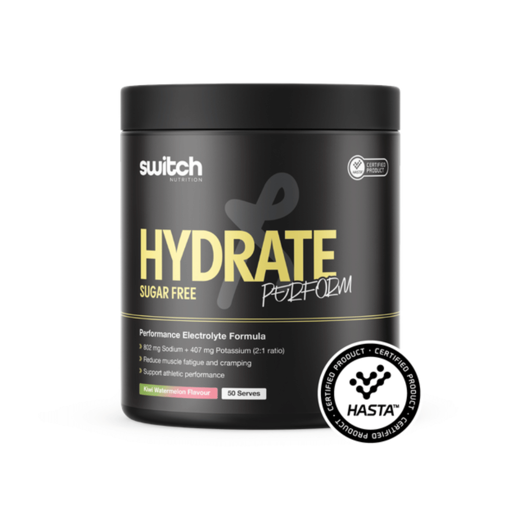 Switch Nutrition Hydrate Perform Sugar Free high-sodium electrolyte powder for endurance training.