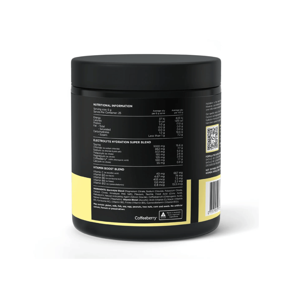 Switch Nutrition Hydrate electrolyte powder with five essential electrolytes, taurine and vitamins.