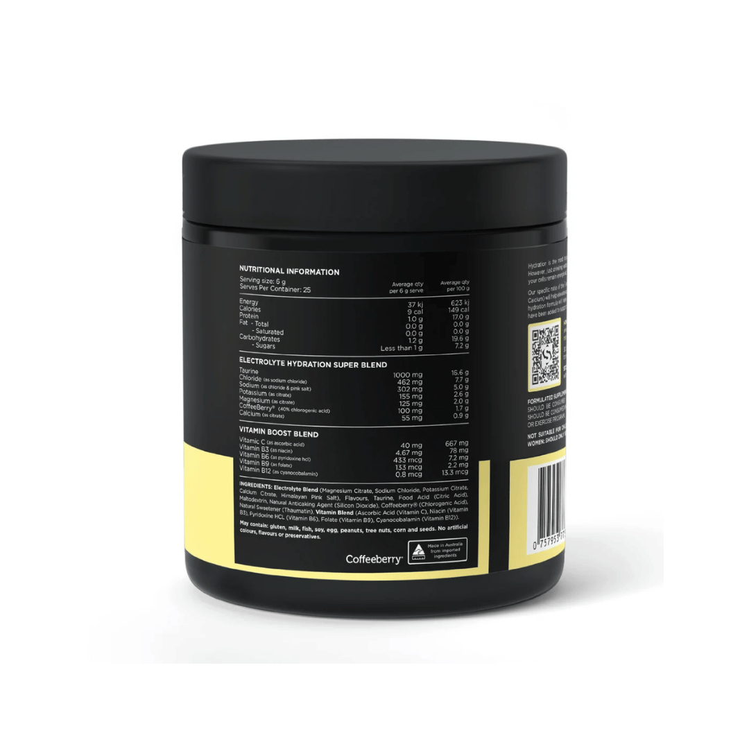 Switch Nutrition Hydrate electrolyte powder with five essential electrolytes, taurine and vitamins.
