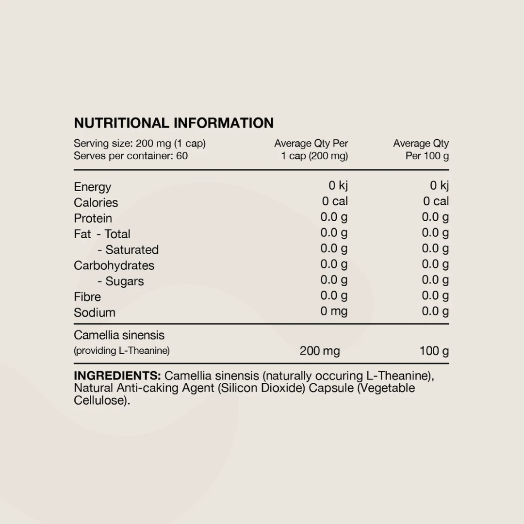 Switch Nutrition L-Theanine capsules with green tea extract providing naturally occurring L-theanine.
