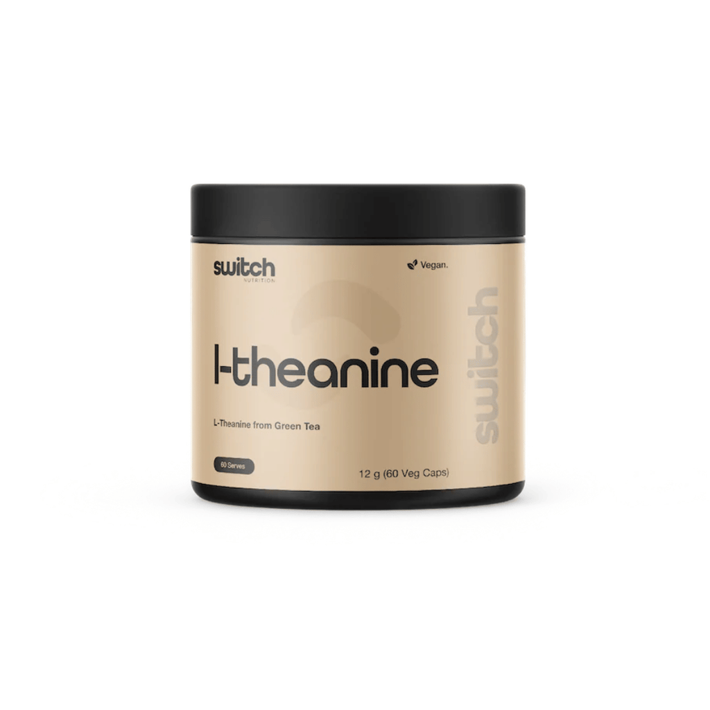 Switch Nutrition L-Theanine capsules with green tea extract providing naturally occurring L-theanine.