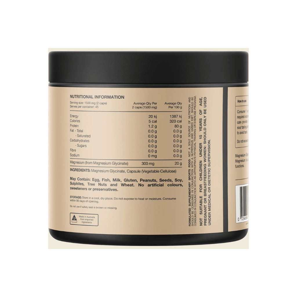 Switch Nutrition Magnesium Glycinate capsules providing 300 mg elemental magnesium per serve.