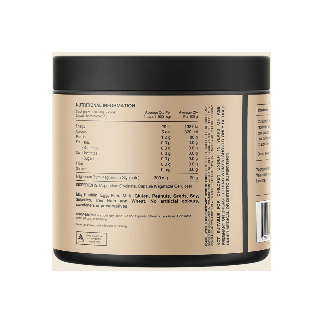 Switch Nutrition Magnesium Glycinate capsules providing 300 mg elemental magnesium per serve.