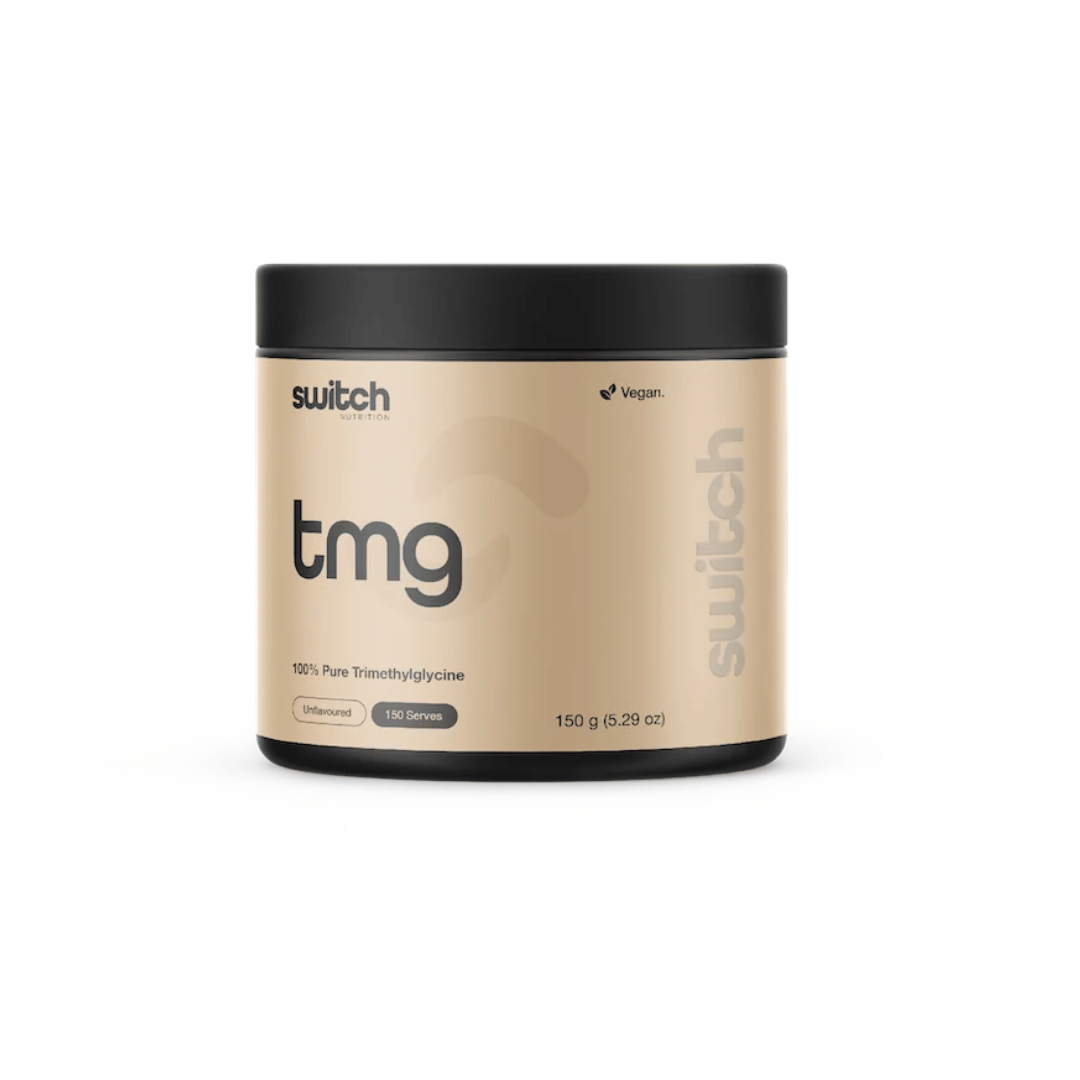 Switch Nutrition TMG powder containing 1,000 mg of pure trimethylglycine per serve.