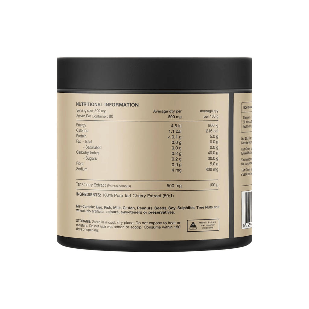 Switch Nutrition Tart Cherry Powder with concentrated 50:1 Montmorency tart cherry extract.
