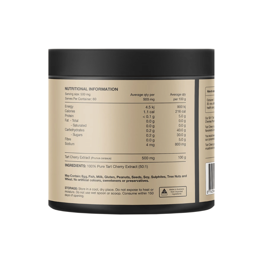 Switch Nutrition Tart Cherry Powder with concentrated 50:1 Montmorency tart cherry extract.