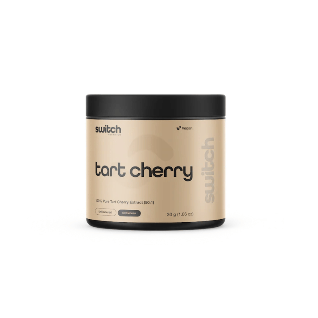 Switch Nutrition Tart Cherry Powder with concentrated 50:1 Montmorency tart cherry extract.