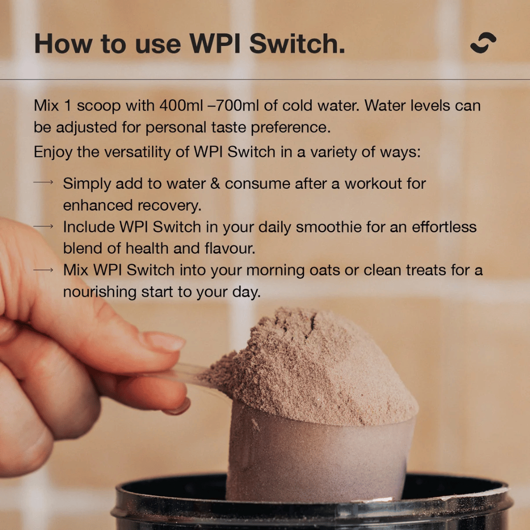 Switch Nutrition WPI whey protein isolate with DigeZyme® digestive enzymes for sports nutrition.