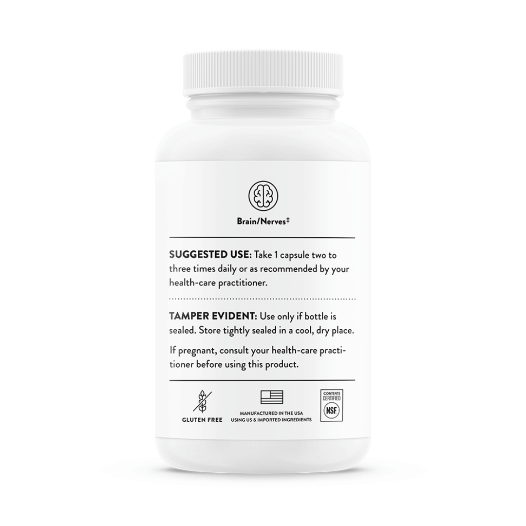 Thorne Acetyl L-Carnitine by Thorne, acetyl L-carnitine capsules in premium supplement bottle with front label packaging.