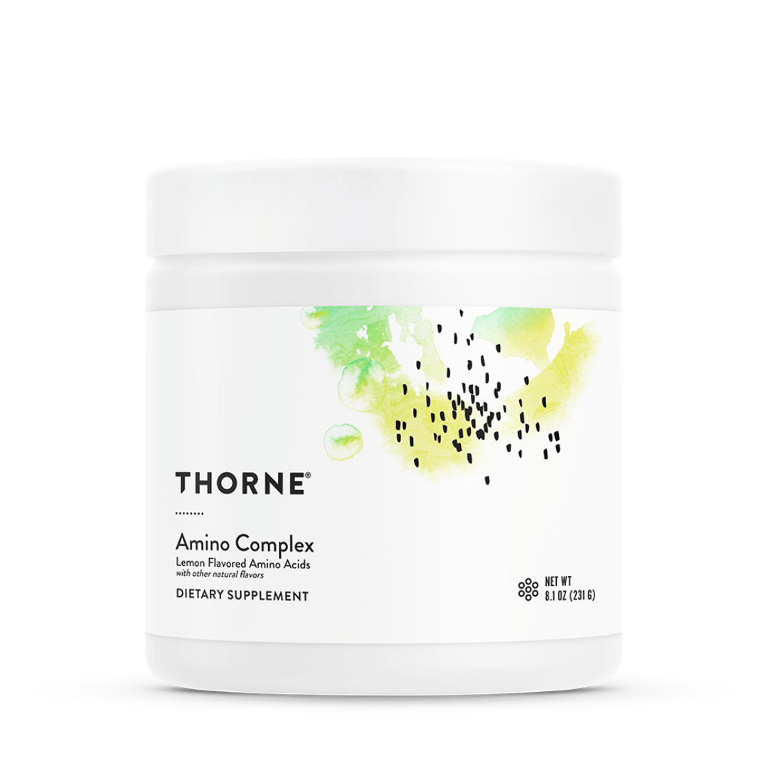 Thorne Amino Complex by Thorne, amino acid capsules in premium supplement bottle with front label packaging