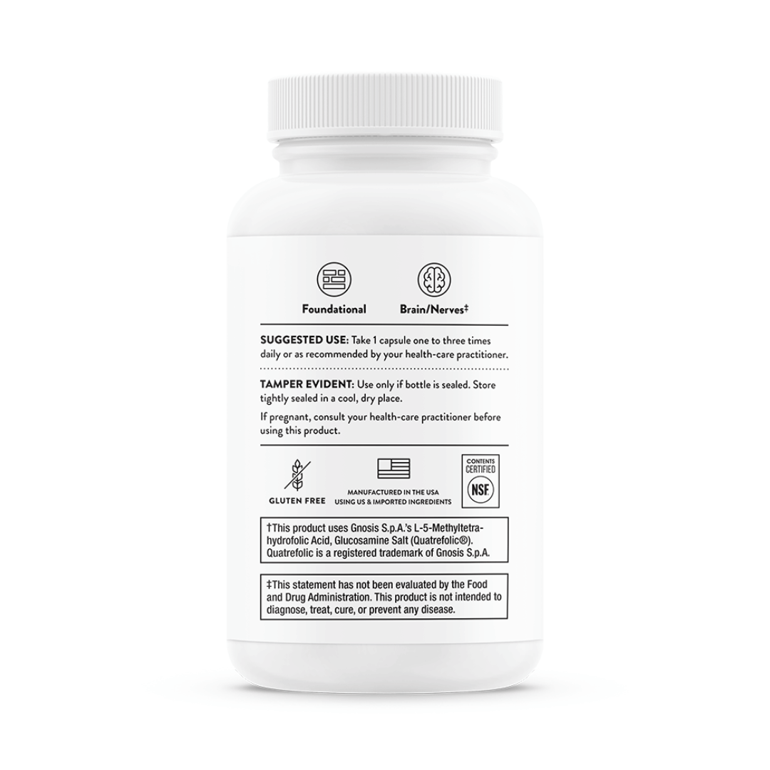 Thorne B-Complex #12 by Thorne, vitamin B complex capsules in supplement bottle with front label packaging.