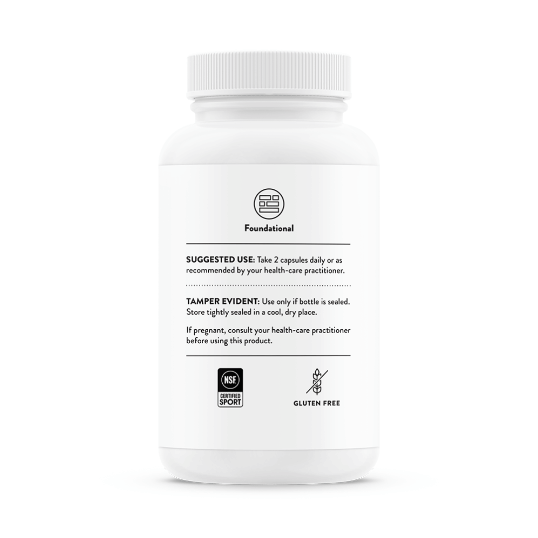 Thorne Basic Nutrients 2/Day by Thorne, multivitamin capsules in premium supplement bottle with front label packaging.