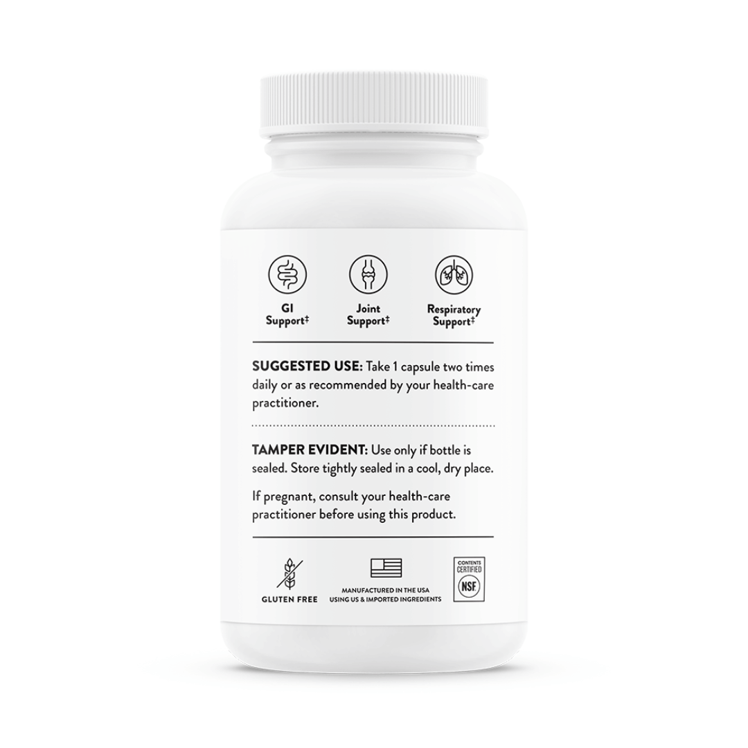 Thorne Boswellia Phytosome by Thorne, boswellia phytosome capsules in premium supplement bottle with front label packaging.