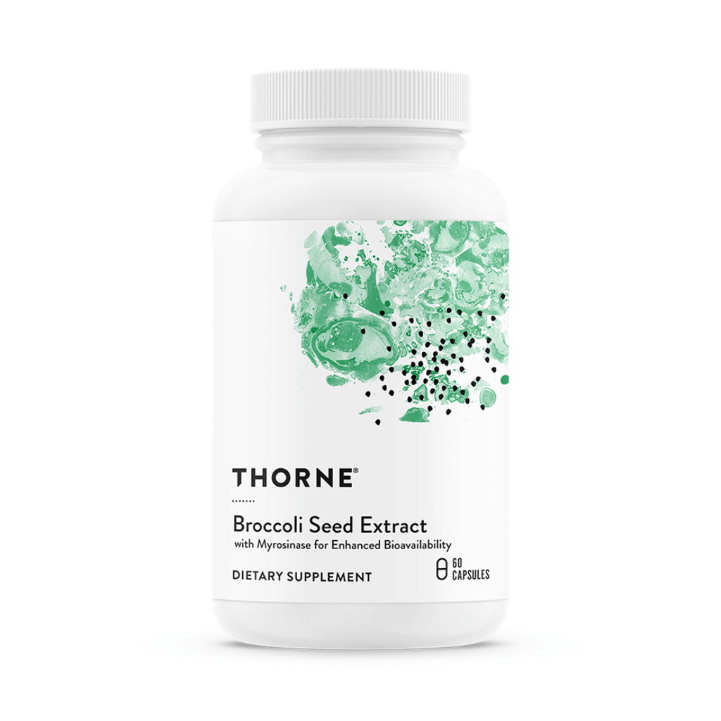 Thorne Broccoli Seed Extract by Thorne, 60 capsules featuring broccoli seed extract in a premium supplement bottle