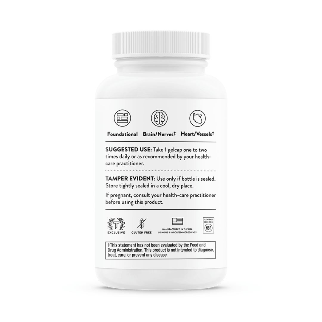 Thorne CoQ10 by Thorne, 60 capsule dietary supplement bottle providing 100 mg coenzyme Q10 in a premium capsule format