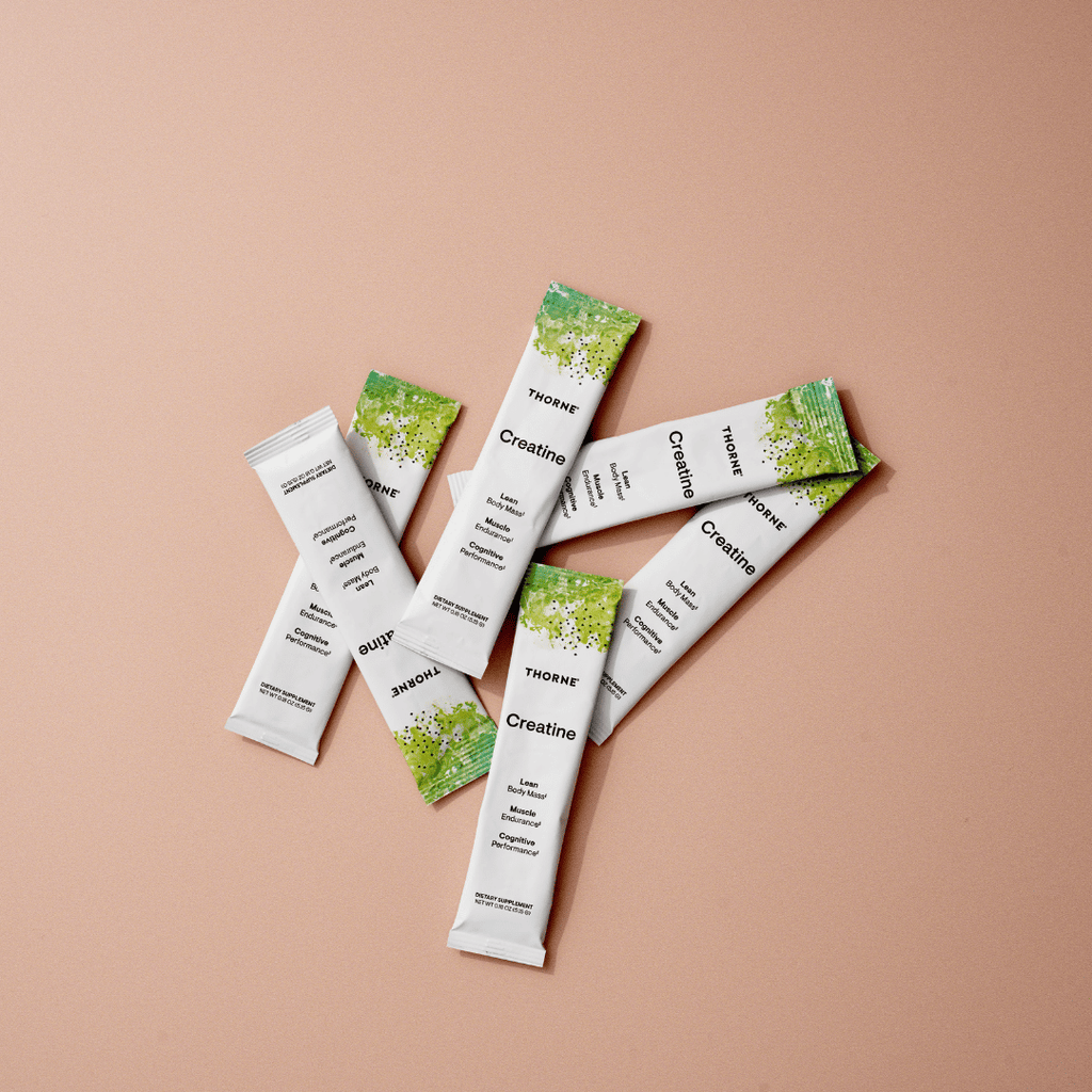 Thorne Creatine Travel Packs by Thorne, individual unflavoured creatine monohydrate powder sachets for sports nutrition.