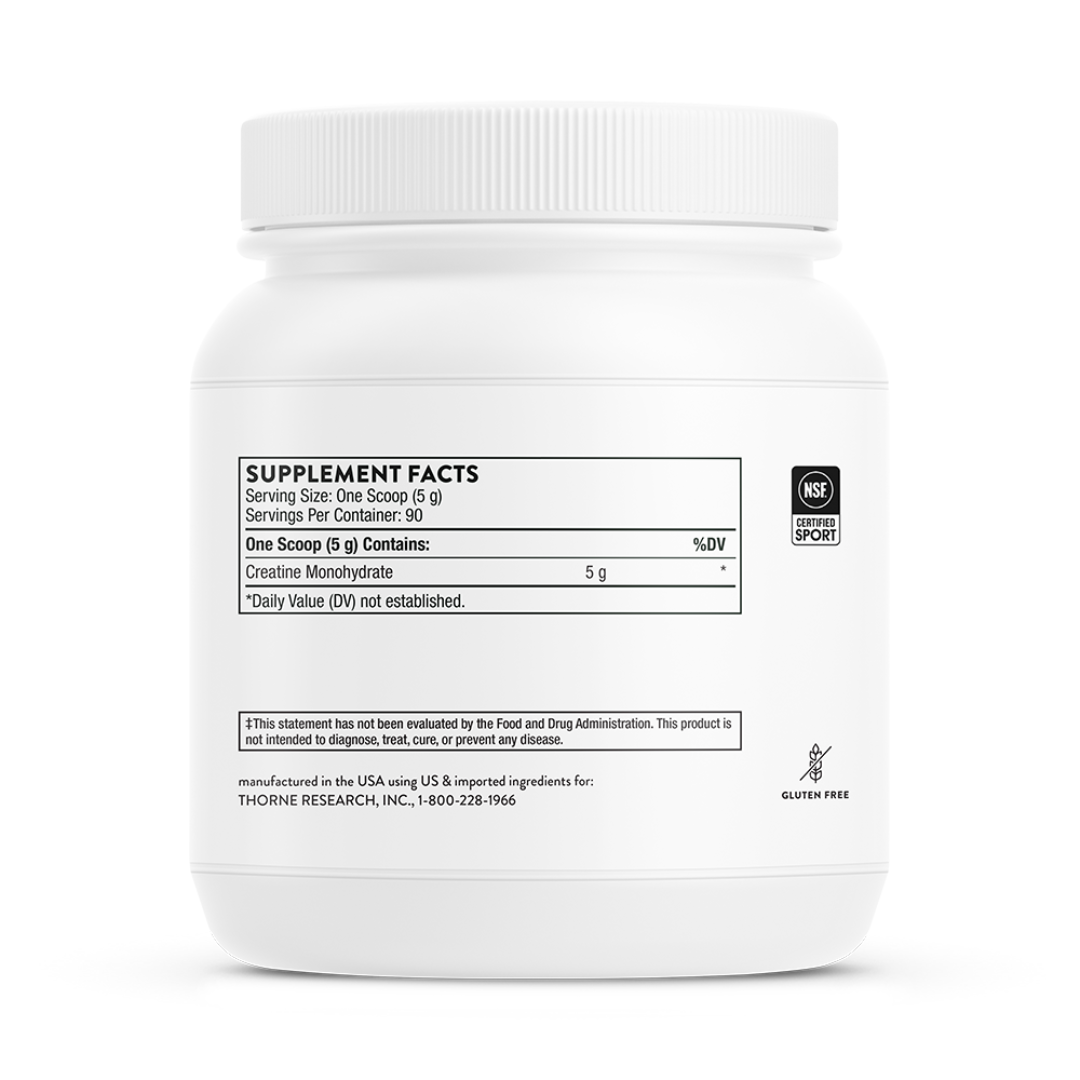 Thorne Creatine Monohydrate by Thorne unflavoured creatine powder tub for daily sports nutrition and performance support.