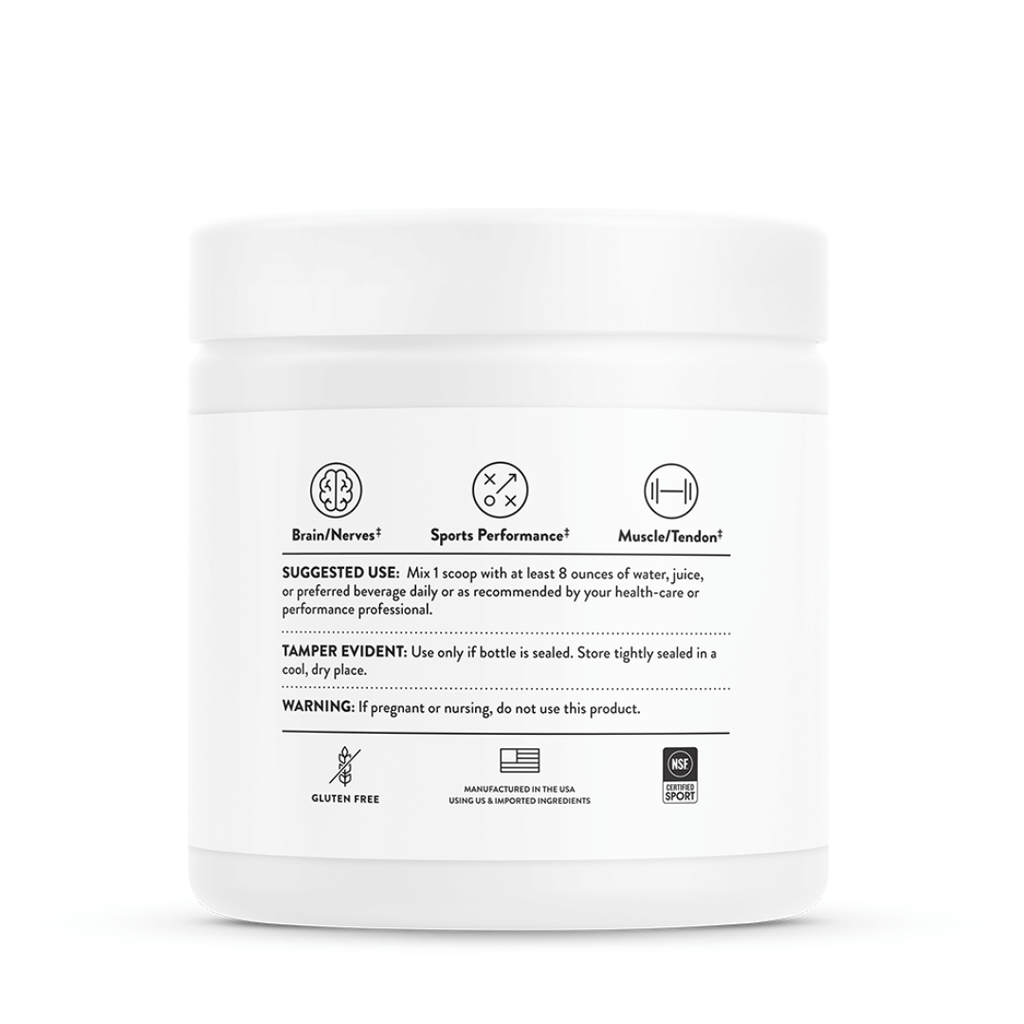 Thorne Creatine + Alpha GPC by Thorne, unflavoured creatine powder, 30 serving sports nutrition supplement