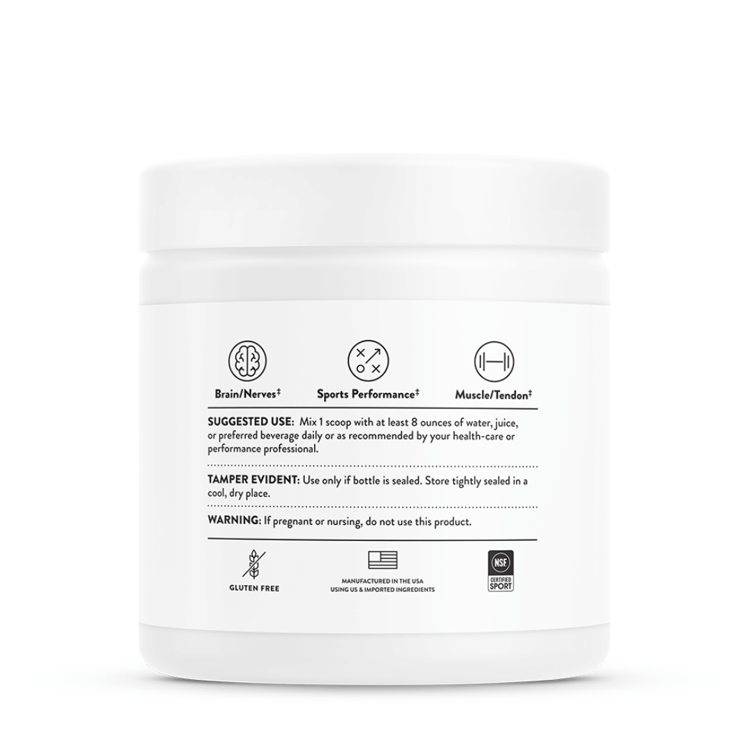 Thorne Creatine + Alpha GPC by Thorne, unflavoured creatine powder, 30 serving sports nutrition supplement