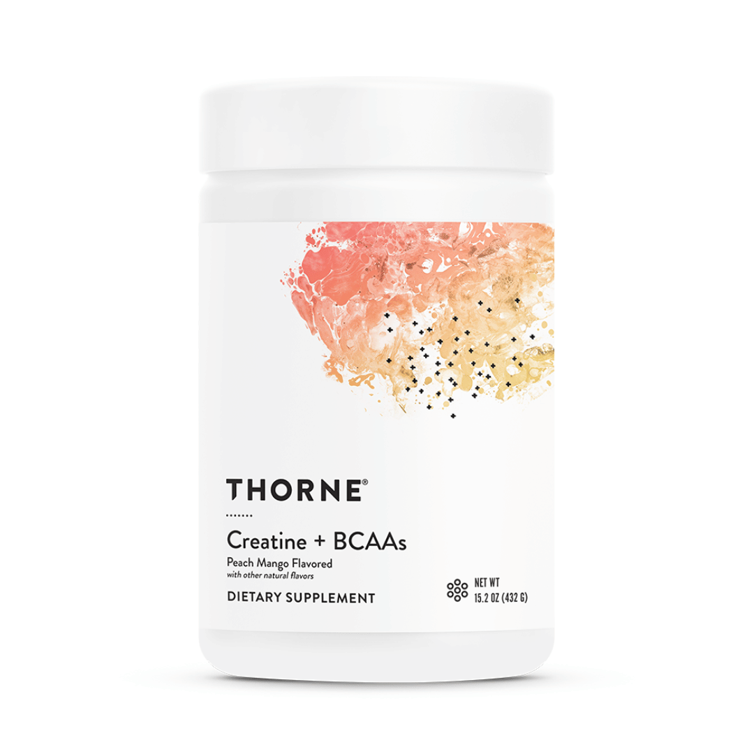 Thorne Creatine + BCAAs by Thorne, peach mango powder, 30 serving sports nutrition supplement with creatine and BCAAs