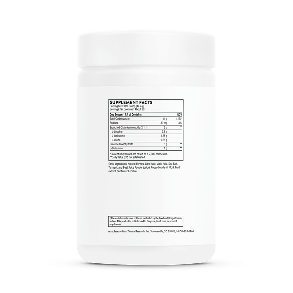 Thorne Creatine + BCAAs by Thorne, peach mango powder, 30 serving sports nutrition supplement with creatine and BCAAs