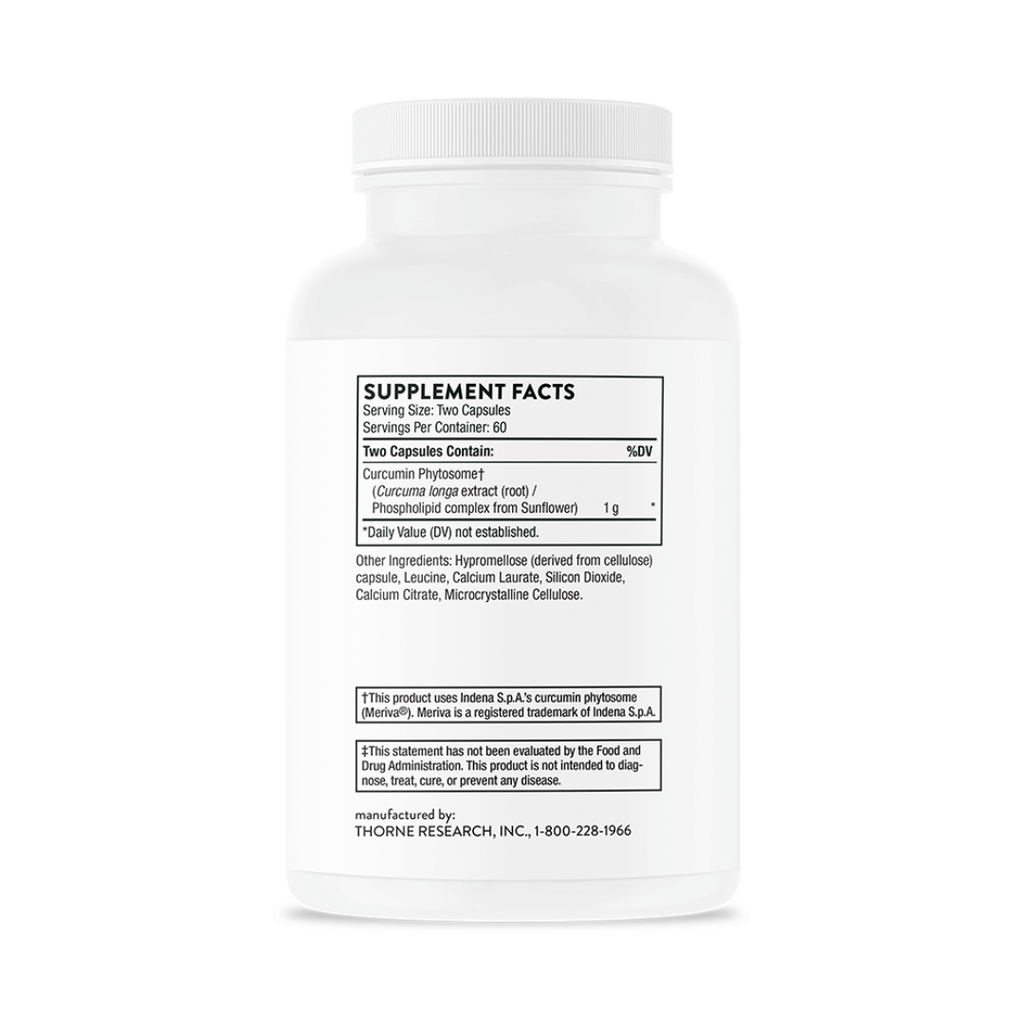 Thorne Curcumin Phytosome 1000mg by Thorne, 120 capsule curcumin phytosome supplement bottle with Meriva® formula