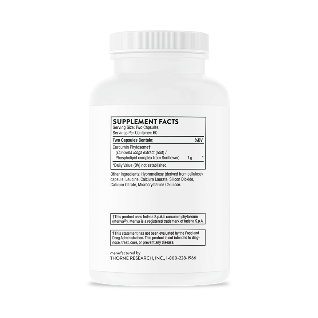 Thorne Curcumin Phytosome 1000mg by Thorne, 120 capsule curcumin phytosome supplement bottle with Meriva® formula
