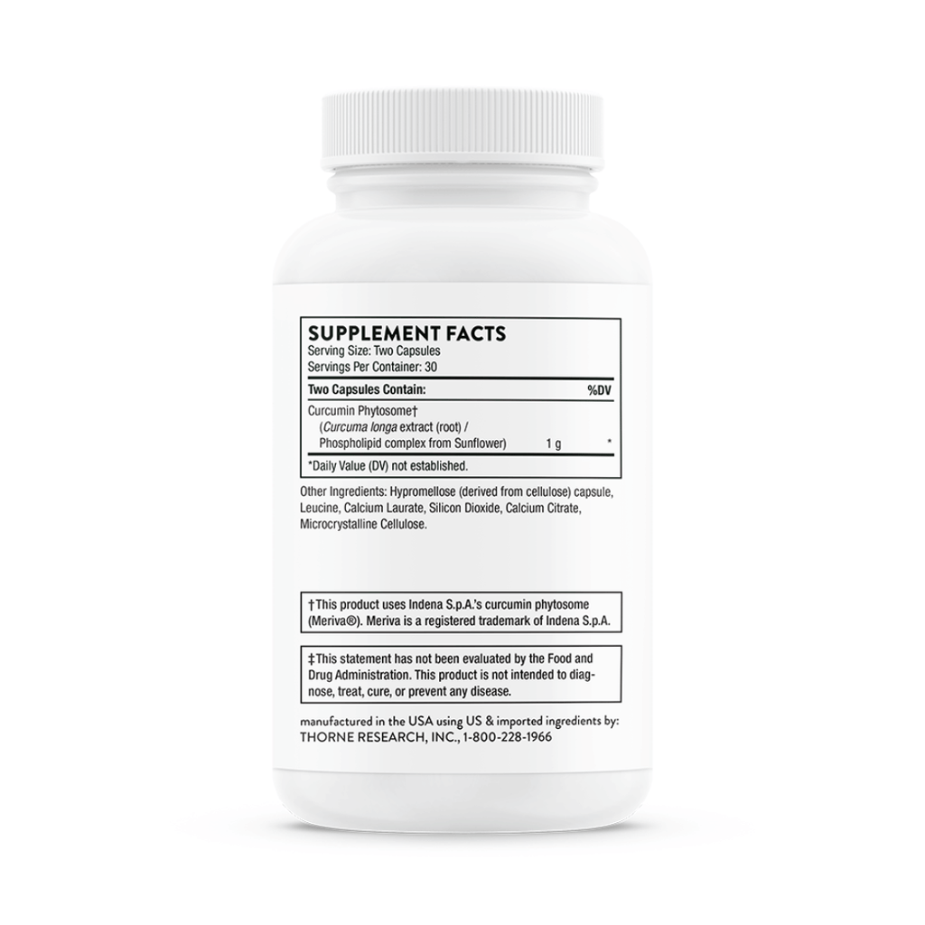 Thorne Curcumin Phytosome 1000mg by Thorne, 120 capsule curcumin phytosome supplement bottle with Meriva® formula