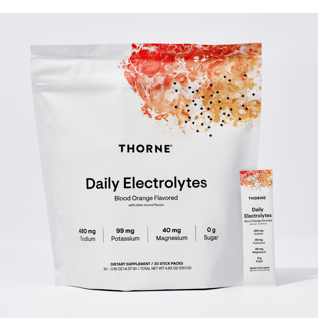 Thorne Daily Electrolytes by Thorne, electrolyte stick packs, 30 serve hydration powder in assorted flavour options