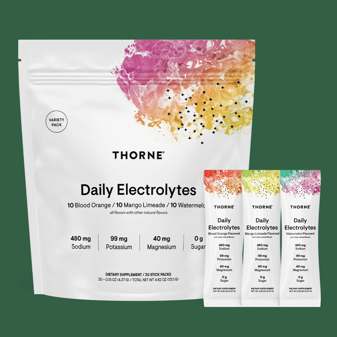 Thorne Daily Electrolytes by Thorne, electrolyte stick packs, 30 serve hydration powder in assorted flavour options