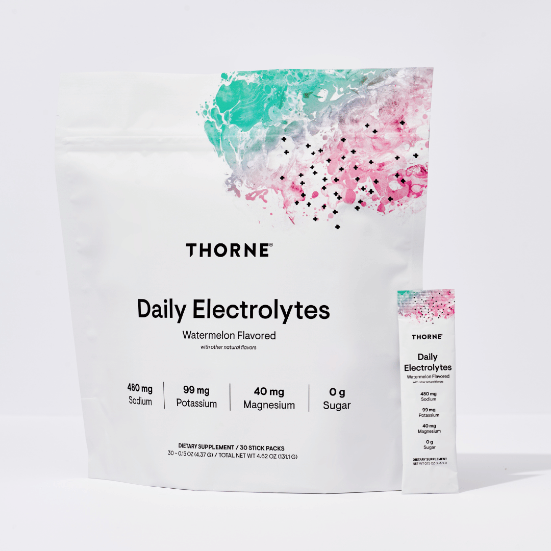 Thorne Daily Electrolytes by Thorne, electrolyte stick packs, 30 serve hydration powder in assorted flavour options