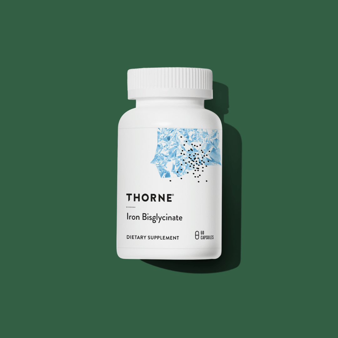 Thorne Iron Bisglycinate by Thorne, 60 capsule iron bisglycinate supplement providing 25 mg elemental iron, NSF Certified for Sport®
