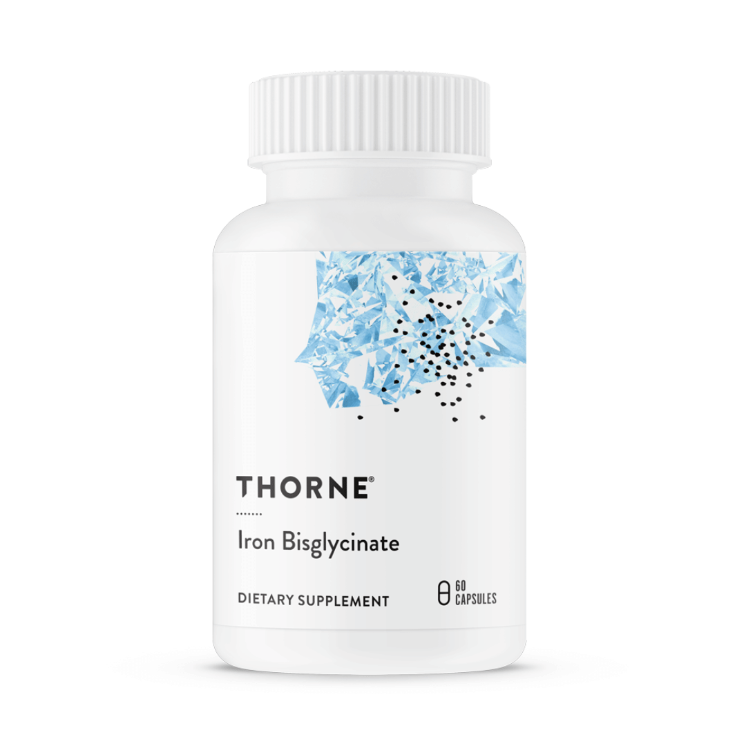 Thorne Iron Bisglycinate by Thorne, 60 capsule iron bisglycinate supplement providing 25 mg elemental iron, NSF Certified for Sport®