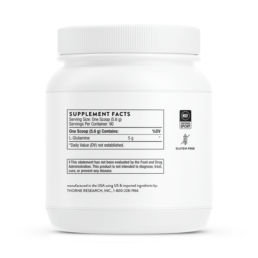 Thorne L-Glutamine Powder by Thorne, unflavoured L-glutamine powder, 90 serving amino acid supplement
