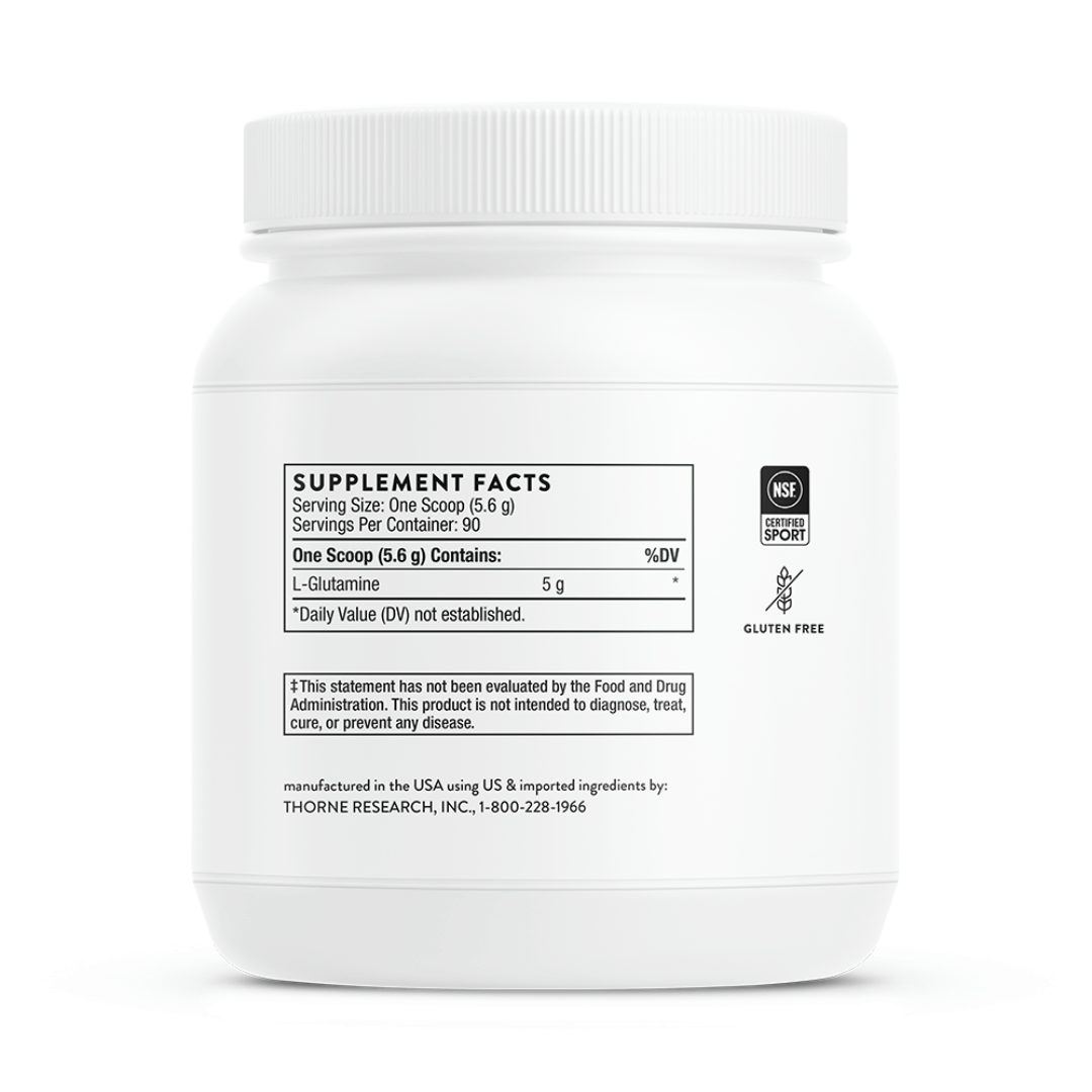 Thorne L-Glutamine Powder by Thorne, unflavoured L-glutamine powder, 90 serving amino acid supplement
