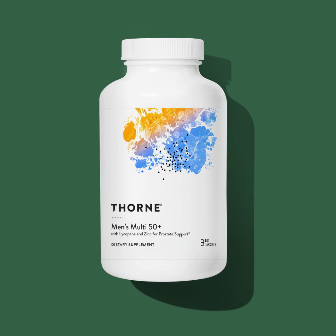 Thorne Men's Multi 50+ by Thorne, multivitamin capsules for men over 50, 180 capsule daily supplement bottle