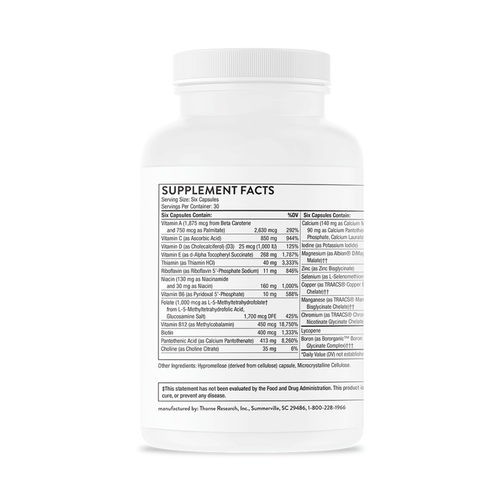 Thorne Men's Multi 50+ by Thorne, multivitamin capsules for men over 50, 180 capsule daily supplement bottle