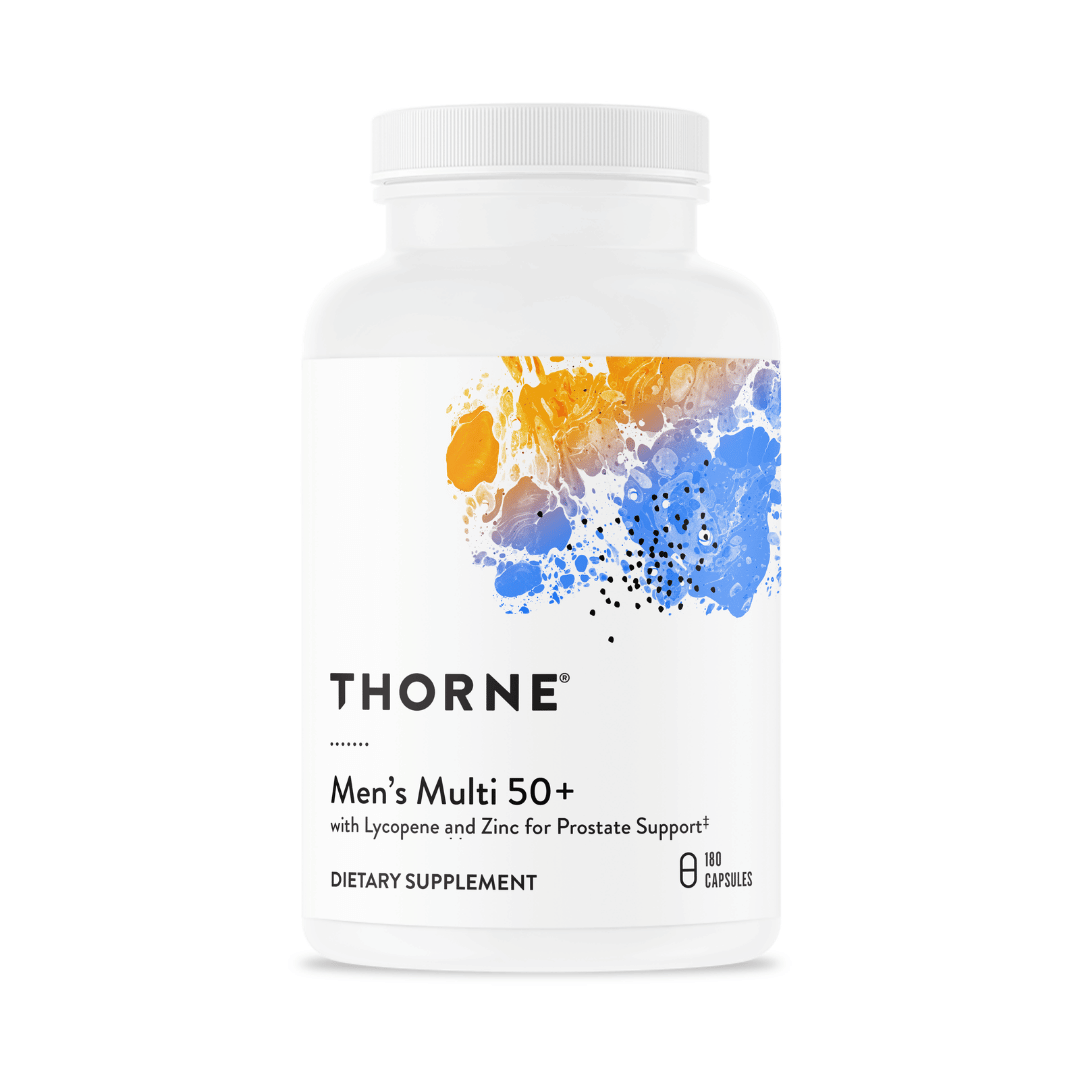 Thorne Men's Multi 50+ by Thorne, multivitamin capsules for men over 50, 180 capsule daily supplement bottle