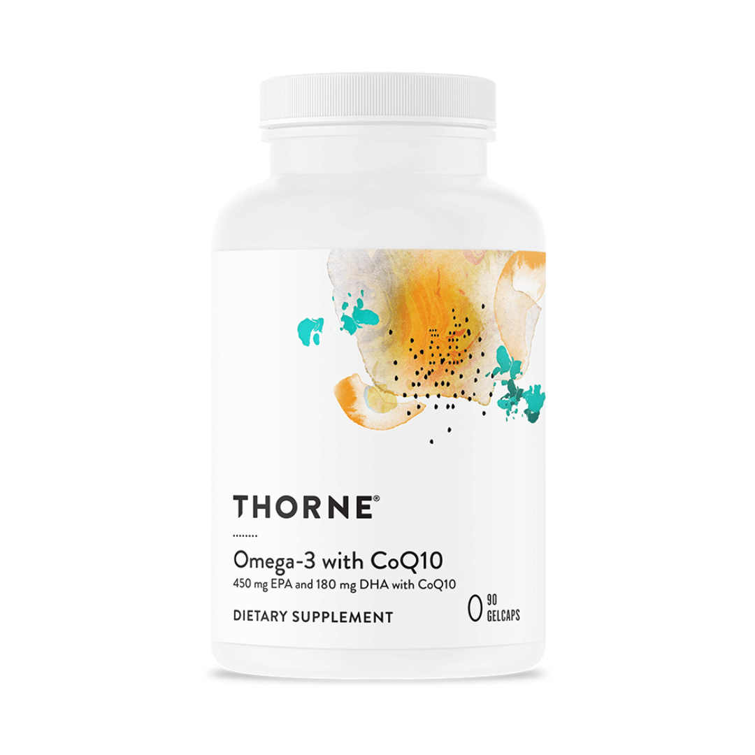 Thorne Omega-3 with CoQ10 by Thorne, softgel supplement with fish oil and coenzyme Q10, 90 softgels