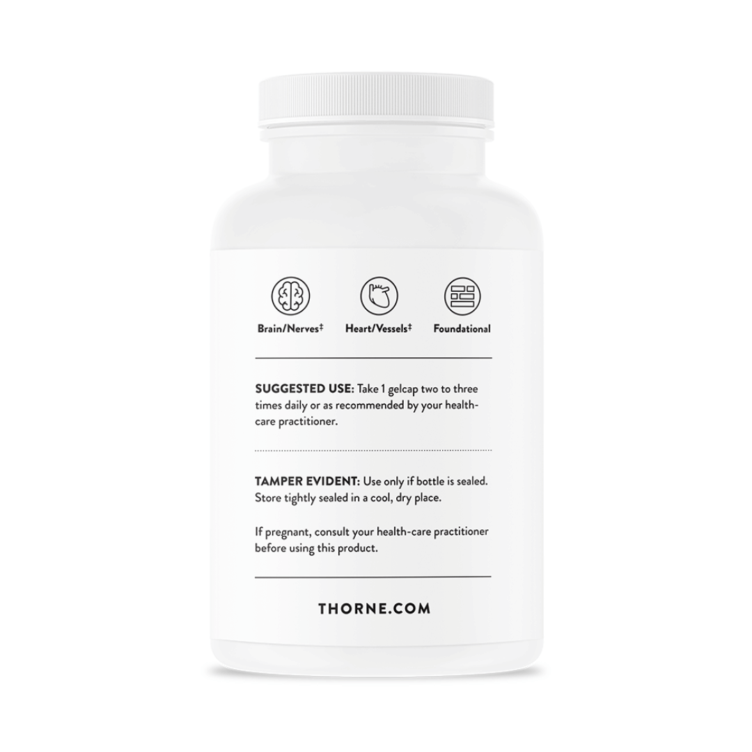 Thorne Omega-3 with CoQ10 by Thorne, softgel supplement with fish oil and coenzyme Q10, 90 softgels