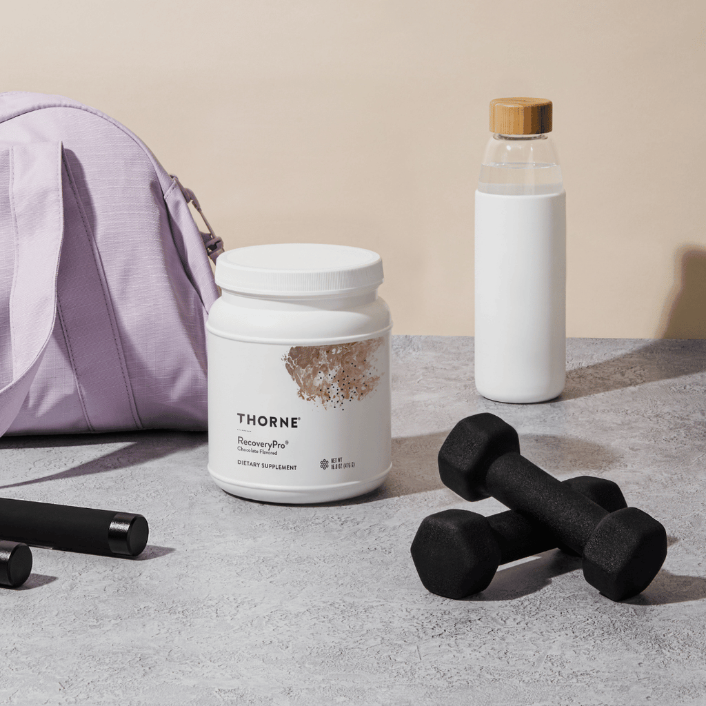 Thorne RecoveryPro by Thorne, chocolate-flavoured recovery protein powder, 30 serving sports nutrition supplement