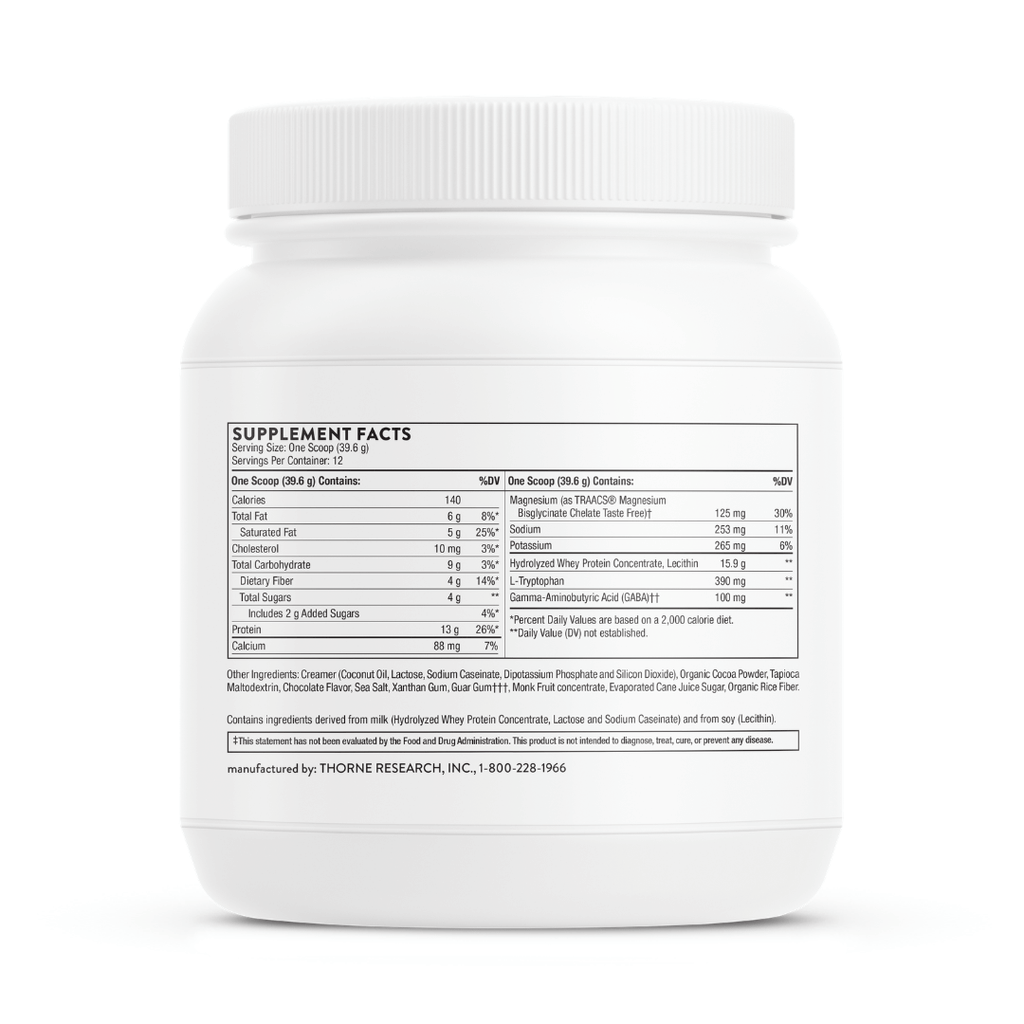 Thorne RecoveryPro by Thorne, chocolate-flavoured recovery protein powder, 30 serving sports nutrition supplement
