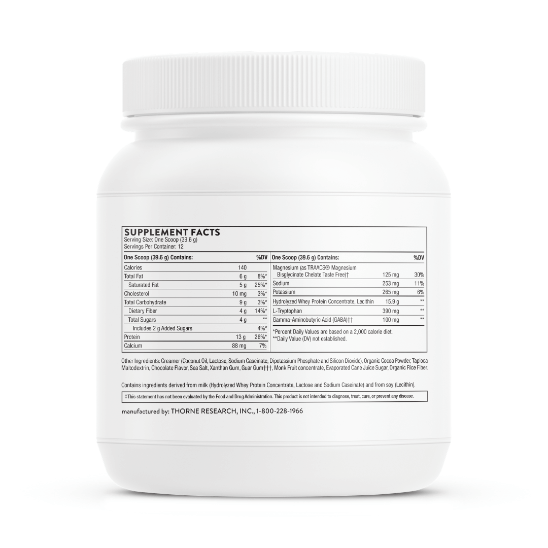 Thorne RecoveryPro by Thorne, chocolate-flavoured recovery protein powder, 30 serving sports nutrition supplement
