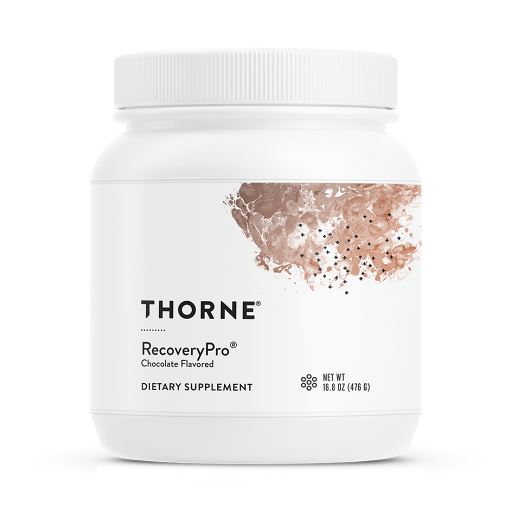 Thorne RecoveryPro by Thorne, chocolate-flavoured recovery protein powder, 30 serving sports nutrition supplement
