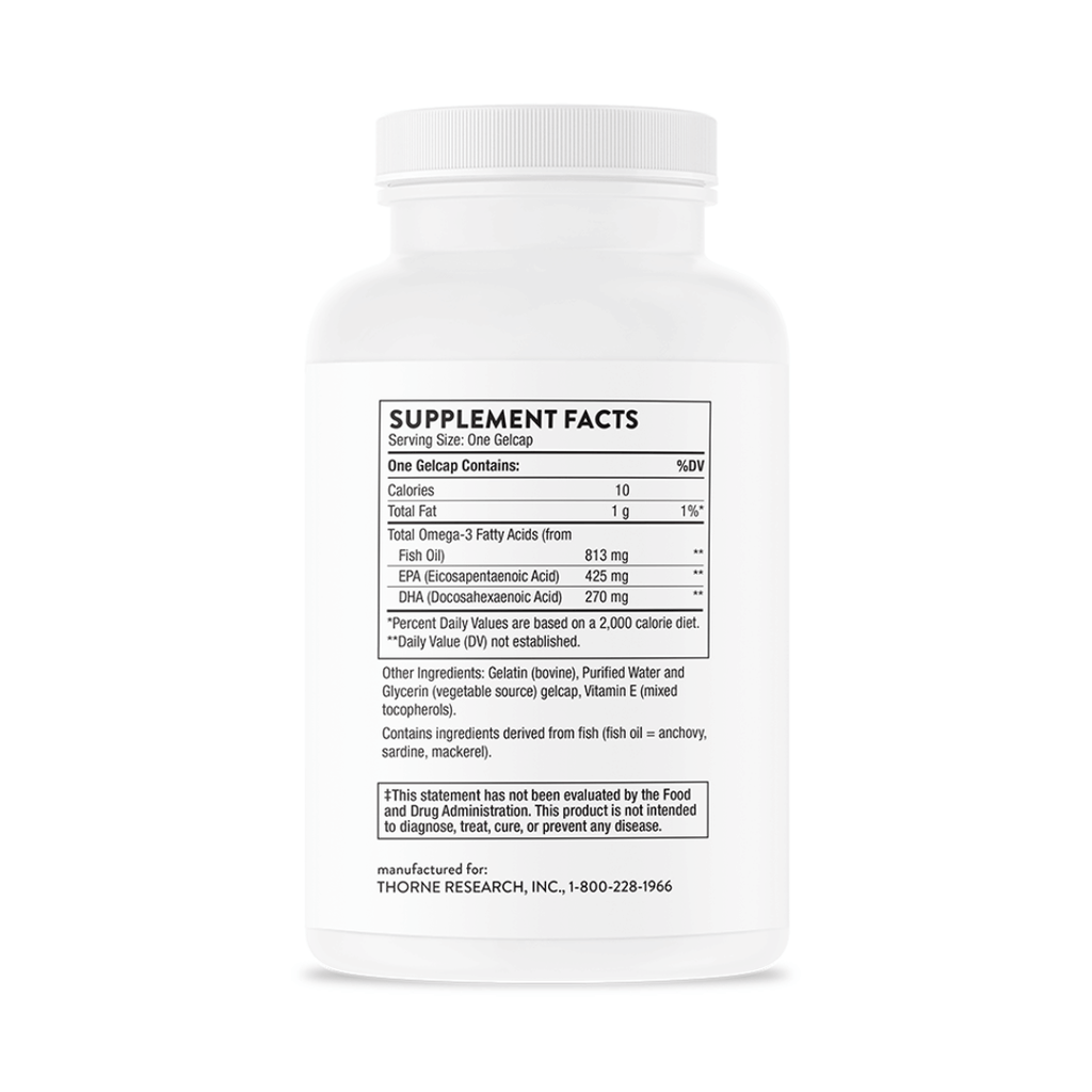 Thorne Super EPA by Thorne, fish oil omega-3 softgel supplement, available in 90 and 180 softgel bottles