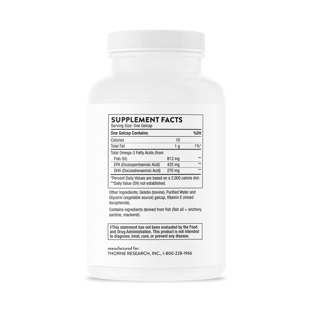 Thorne Super EPA by Thorne, fish oil omega-3 softgel supplement, available in 90 and 180 softgel bottles