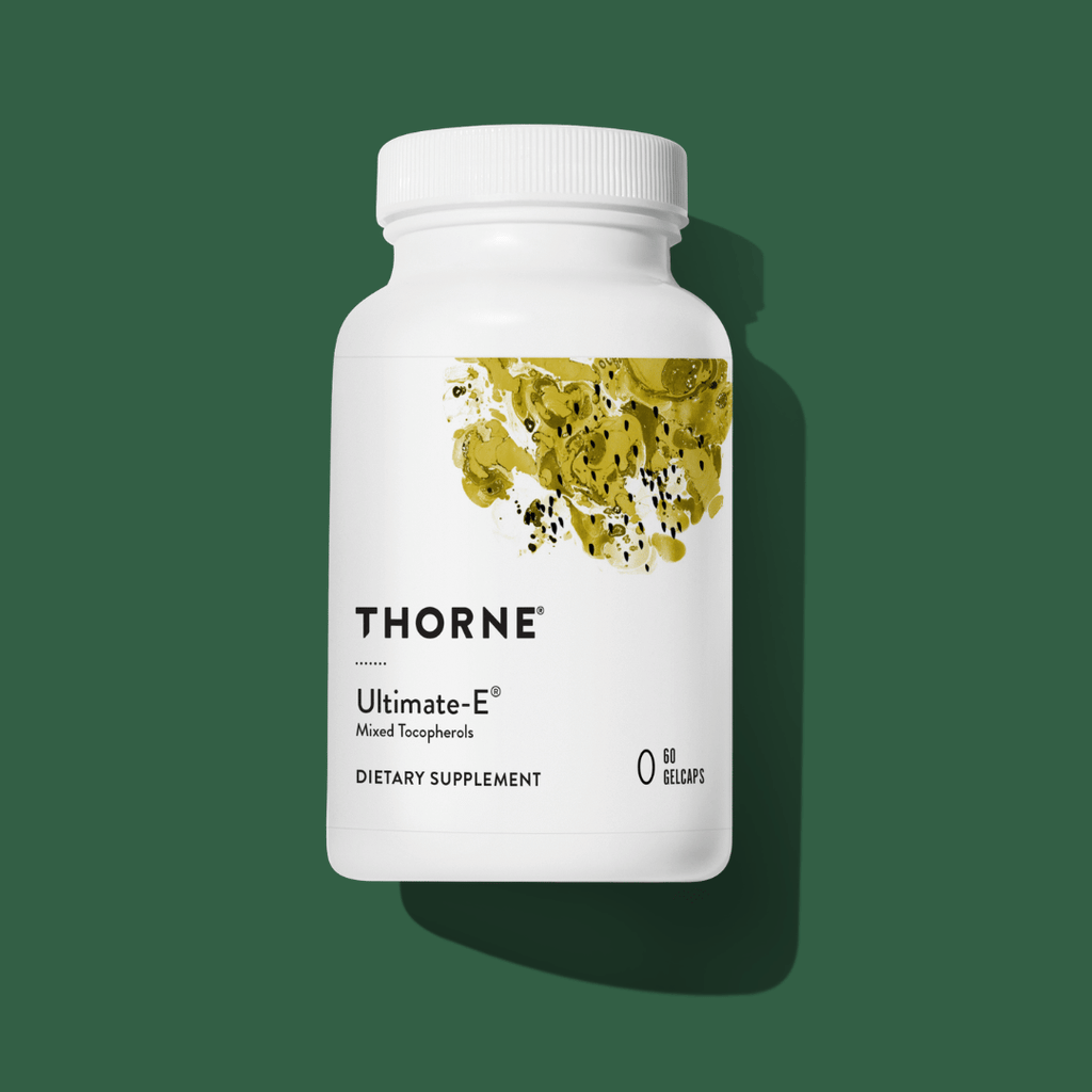 Thorne Ultimate-E by Thorne, vitamin E softgel supplement providing mixed tocopherols, 60 softgels
