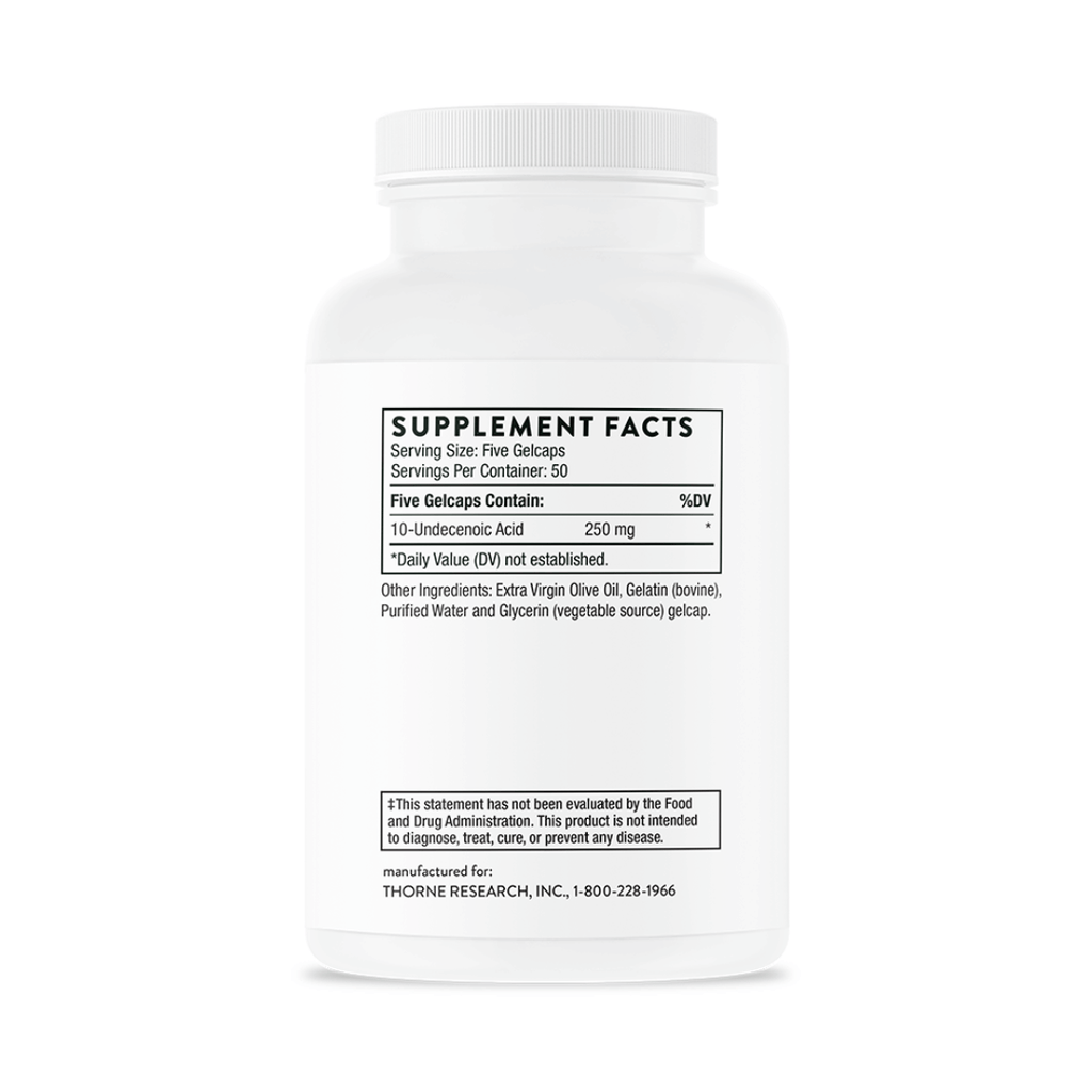Thorne Undecylenic Acid by Thorne, 250 softgel undecylenic acid supplement for daily nutritional support