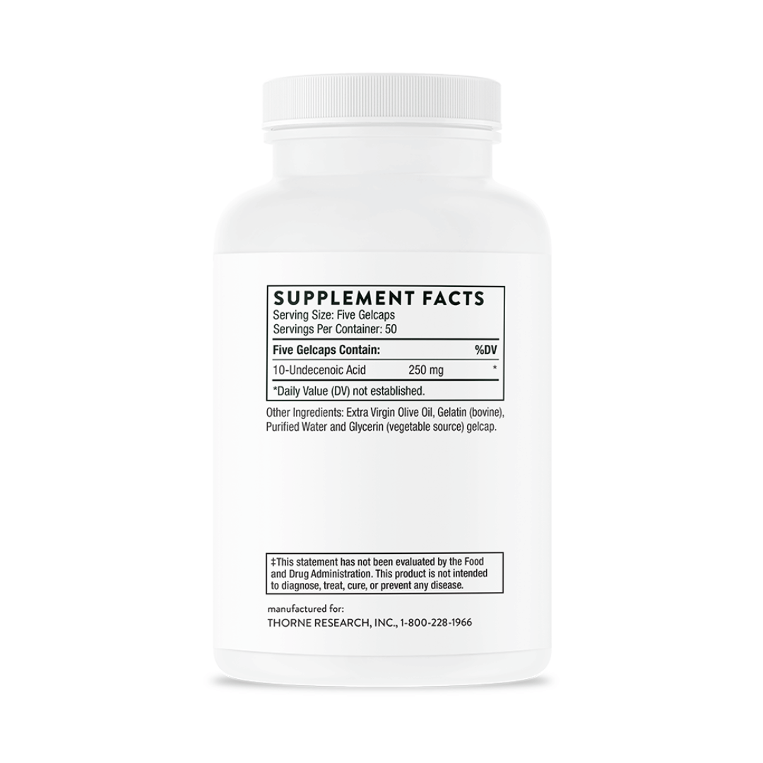 Thorne Undecylenic Acid by Thorne, 250 softgel undecylenic acid supplement for daily nutritional support