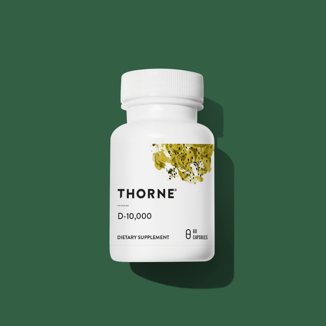 Thorne Vitamin D 10,000 IU by Thorne, high-strength vitamin D3 supplement capsules in a premium bottle, 60 capsules
